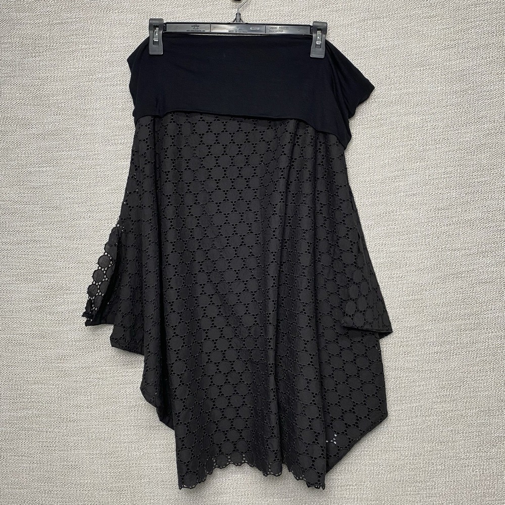 ANARKH Lace Smocked Waist Skirt S/M Lagenlook Boho Whimsygoth Dark Cottagecore